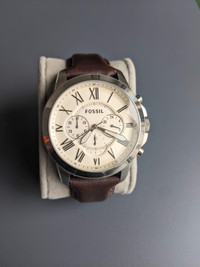 Men's Fossil Watch with Brown Leather Strap