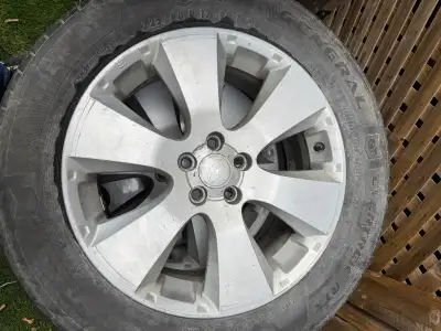 Subaru 17" Alloy Wheels + 225/60R17 All-Season Tires, Set of 4 Set of 4 silver Subaru 17" alloy whee...