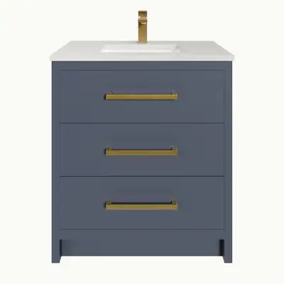 BRAND NEW 30”W Bath Vanity with Carrara Quartz Top, View more