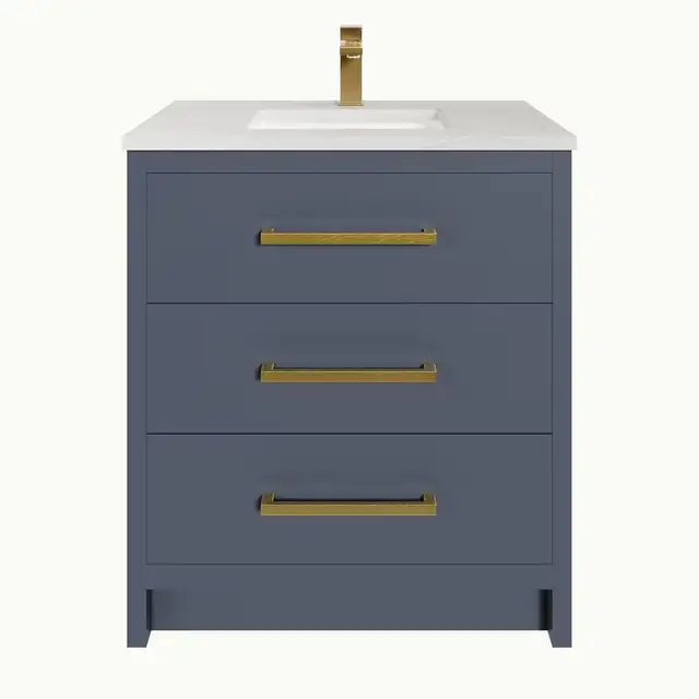 BRAND NEW 30”W Bath Vanity with Carrara Quartz Top in Cabinets & Countertops in Oakville / Halton Region - Image 2