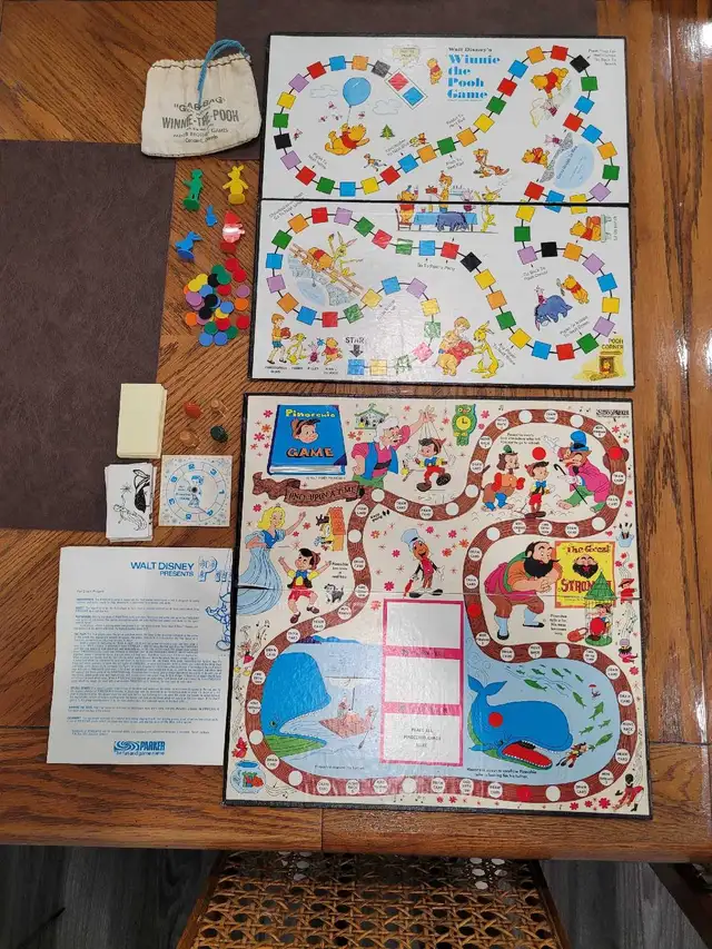 Vintage Disney Board Game Bundle – Winnie the Pooh & Pinocchio