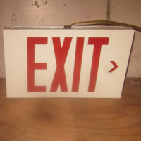 EXIT LIGHT Red vintage all metal Has Brand New Bulbs WORKSHOP