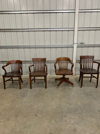 Vintage Oak Chairs - 4 Available 
