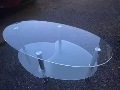 coffee table 30”x24”/ glass too and Crome/ used like new, View more