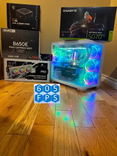 New RTX 5070 Ti 16GB GDDR7 LCD Liquid Cooled Ryzen 7 9700X PC, View more