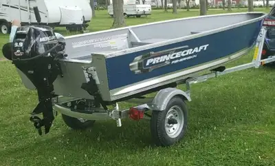 Ce Princecraft Fisherman 14 est un bateau de pêche en aluminium robuste et fiable, équipé d'un moteu...