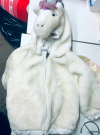 White Unicorn Fur Coat With Wings for Girls 18-24 months