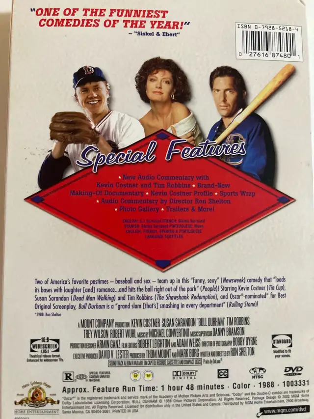 Bull Durham DVD for 8$.62863729156225121