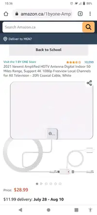 2 x HDTV Antenna Digital Indoor free Local TV 20ft Cable,