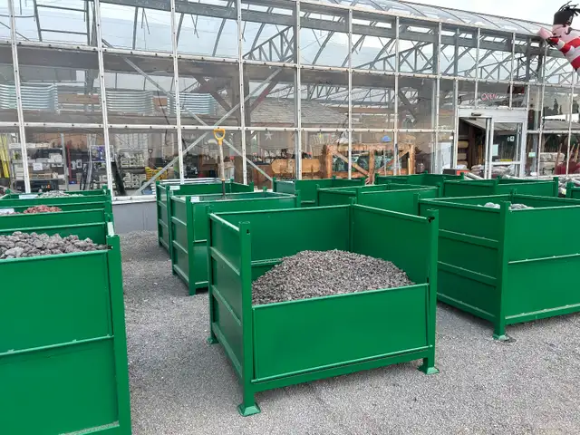 RED EXPANDED METAL BINS 34.5"x40.5"x32"H. STACKING PARTS BINS. in Tool Storage & Benches in London - Image 9