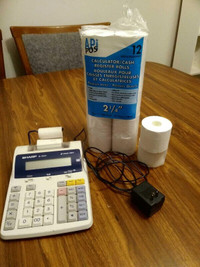 Sharp electric calculator printer / 12 rolls of extra paper