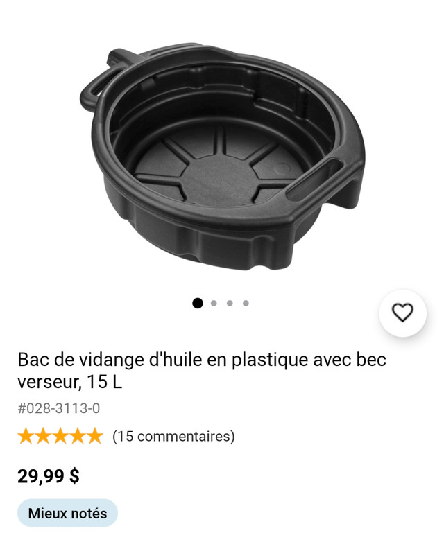 Bac de vidange d'huile en plastique avec bec verseur 15L  dans Autre  à Laval/Rive Nord