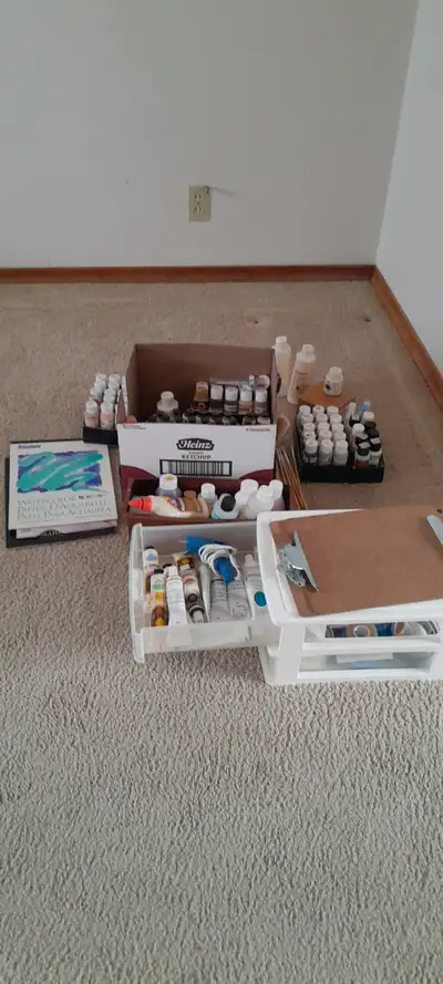 Art supplies, acrylic paint and a few other things FREE !, View more