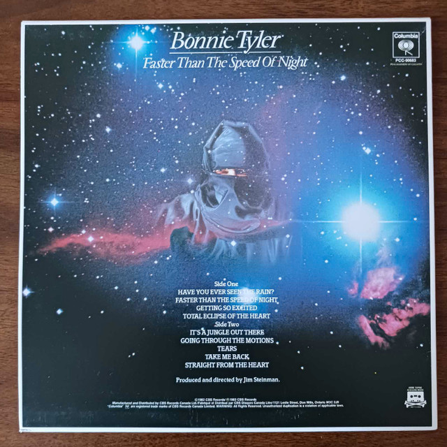 Bonnie Tyler-Faster Than The Speed Night-CBS Canada PCC-90683 in CDs, DVDs & Blu-ray in Hamilton - Image 3