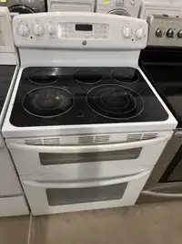 GE white double oven 