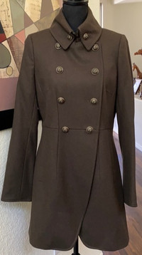 Military Style Wool Coat-Worthington 2x Breasted Loden Green NEW