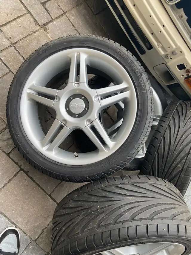 OZ rims and tires 17 x 8 retro 5x120 clean 235/40r17 in Tires & Rims in Markham / York Region - Image 4
