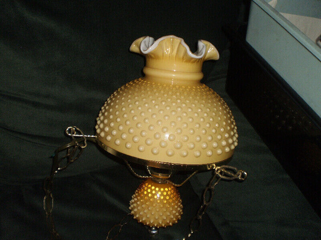 Hobnail Hurricane  Lamp,   vintage, butternut color in Indoor Lighting & Fans in London