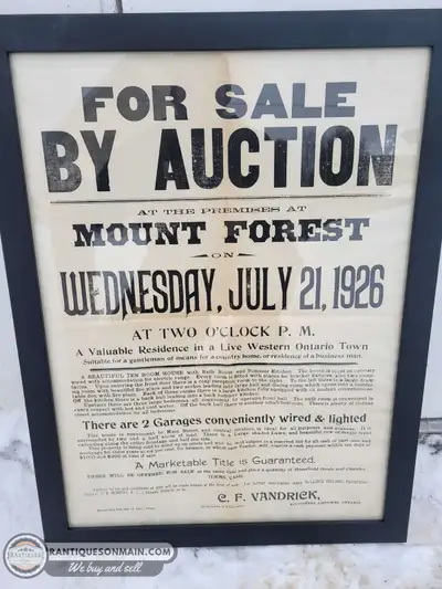 Antique Mount Forest Auction Poster, View more