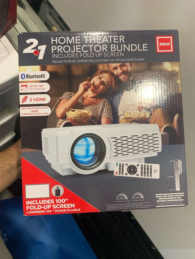 RCA Home Theatre Projector with 100” Screen in Stereo Systems & Home Theatre in Markham / York Region