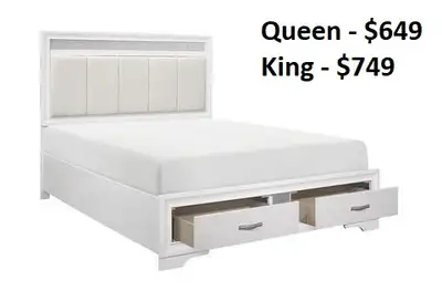 NEW QUEEN/KING PLATFORM BEDS WITH FOOTBOARD STORAGE!, View more
