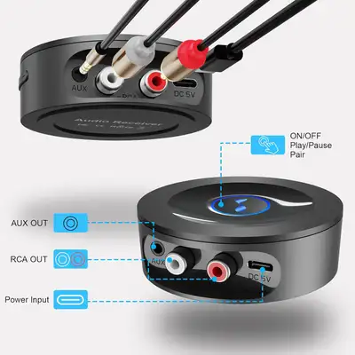 Bluetooth 5.2 Receiver for Home Stereo AUX Adapter for HiFi Musi, View more
