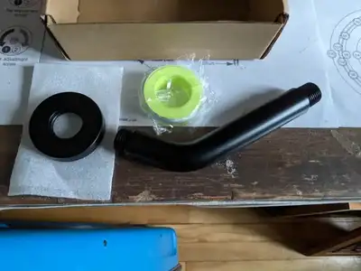 new black 6 inch shower arm with flange and tape, View more