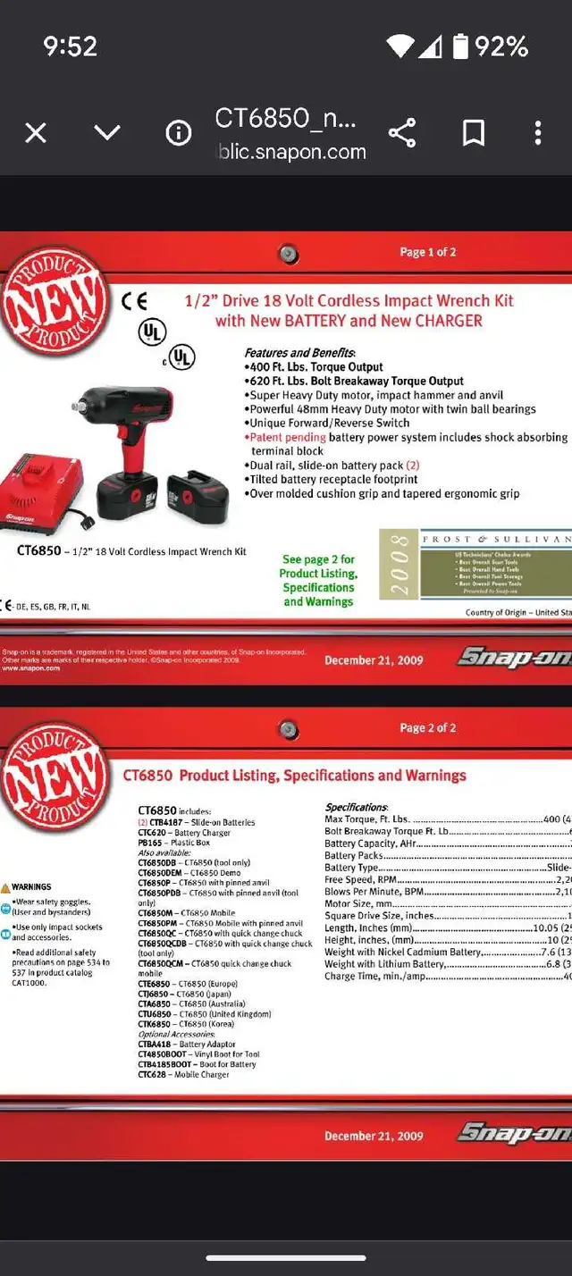 snap on 1/2" impact wrench kit in Power Tools in City of Toronto - Image 9