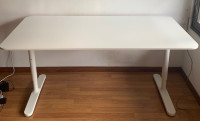 Ikea large Bekant desk 63x31 1/2, white, adjust. height