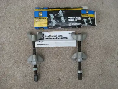 McPHERSON STRUT SPRING COMPRESSOR FOR EASY STRUT SERVICE. - U BOLTS SECURELY ATTACH TOOL TO SPRING F...