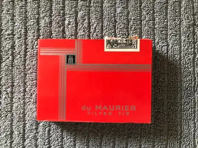 One du Maurier 25 cigarette pack in nice condition available at Yesterday's Treasure Market at 4904-...