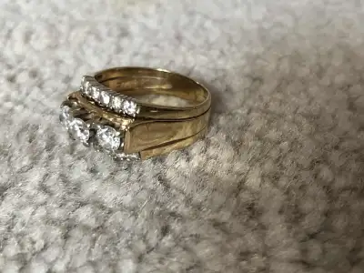 14K Yellow Gold Three-Band Diamond Stack Ring (7.55g), View more