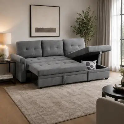 New Sectional Sofa Bed With Reversible Storage Chaise Huge Sale, View more
