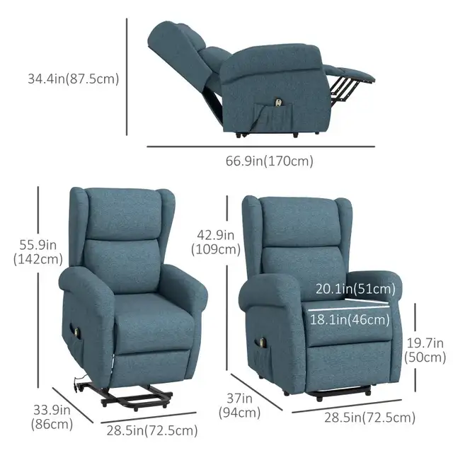 Wingback Lift Chair for Elderly, Power Chair Recliner with Footr in Chairs & Recliners in Markham / York Region - Image 4