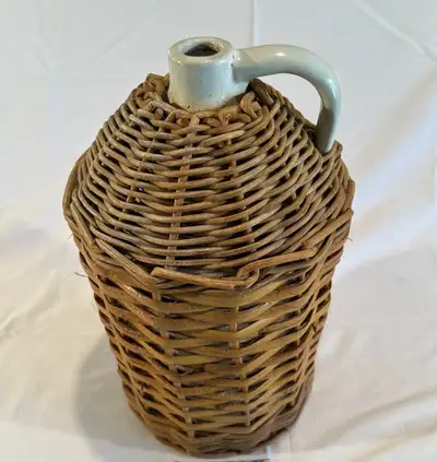 Stone Crock in Basket, View more