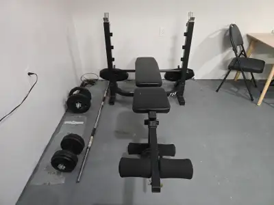 Weights, bench and bar, View more