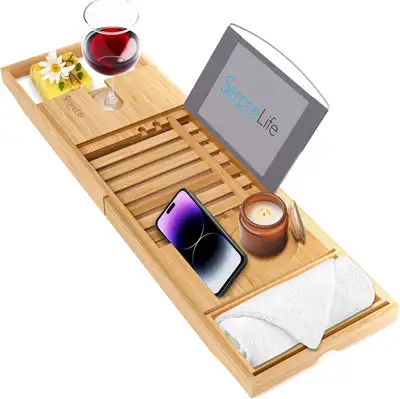 SereneLife Bamboo Bathtub Caddy Tray – Spa at Home – 80% Off!, View more