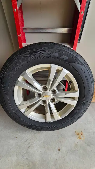 Almost new 225/65R17 Goodyear Assurance all-season tires mounted on factory 2011 Chevrolet equinox a...