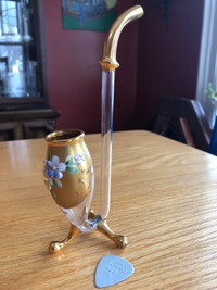 Moser Port Wine Sipper Pipe Ornate with Gold and Flowers