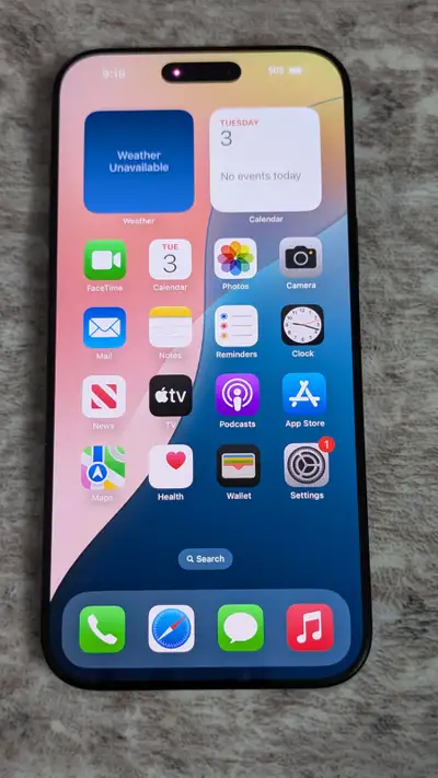 Black iPhone 16 Pro Max 1TB - 100% Battery-Tempered Glass & Case, View more