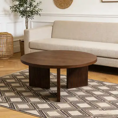 Mid-Century Modern Round Coffee Table, View more