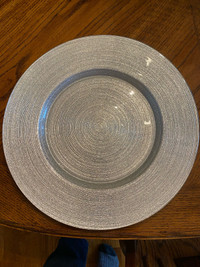 8 Silver Glass Charger Plates