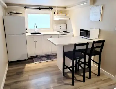 This bright & spacious suite takes up the entire second floor of our home. It comes with a private e...