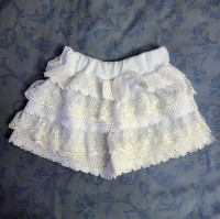 White Lace Crochet Layered Stretchy Women's Shorts (Size XS-S)