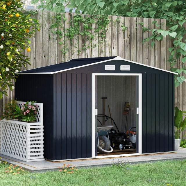 9.1'x6.4'x6.3' Garden Storage Shed w/ Foundation Kit Metal Tool in Outdoor Tools & Storage in Markham / York Region