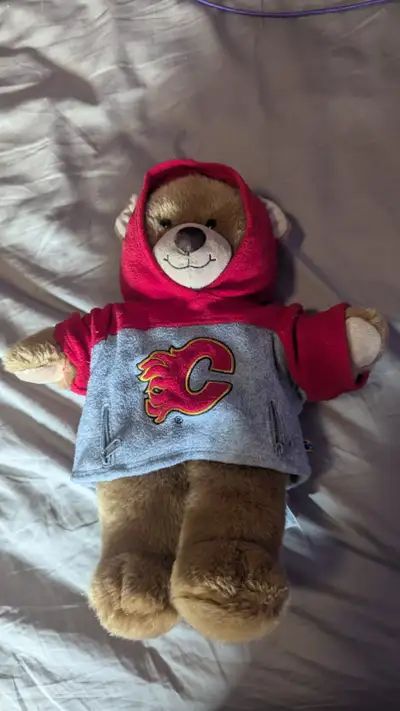 Vintage Build A Bear, from approximately 2007. Includes Calgary Flames Hoodie, as shown. $10.