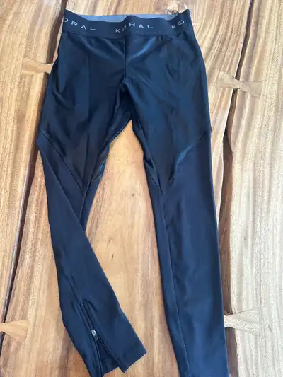 Black KORAL shiny leggings with zippers on back size small , View more