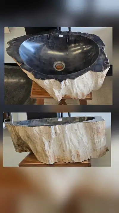 Riverstone & Petrified Wood Vessel Sinks , View more