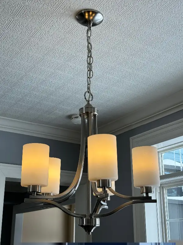 Dinning Chandelier Lighting Fixture 5 LED Dimming Bulbs brushed in Indoor Lighting & Fans in Barrie - Image 8