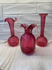 Vintage Cranberry Blown Glass